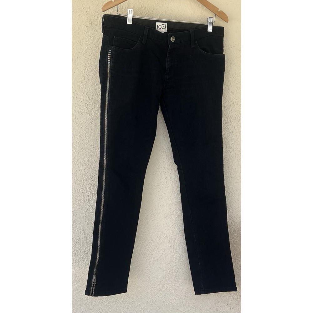 Reiss 1971 Grace Low Rise Skinny Jeans Black Ankle Zip Women’s Size 8 Casual